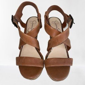 Brown/Tan Leather Wedges